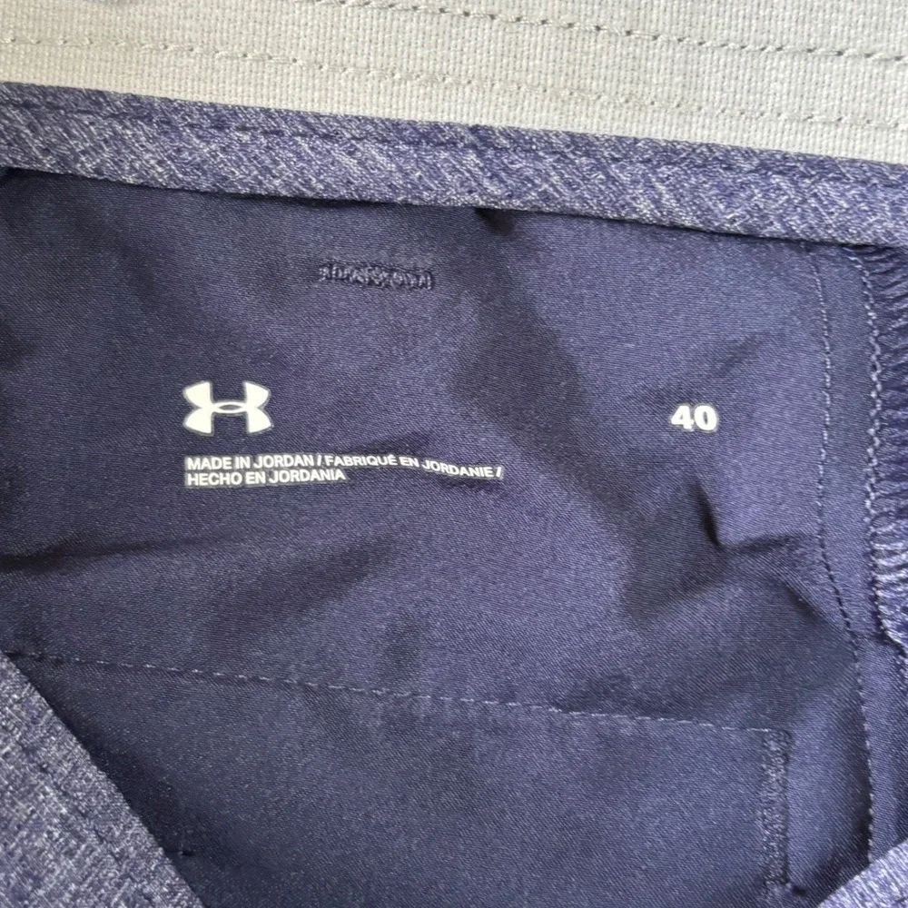 Under Armour Mens Golf Shorts Navy Blue Heather Flat Front Size 40